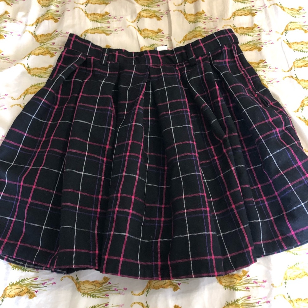 Black and purple plaid skirt